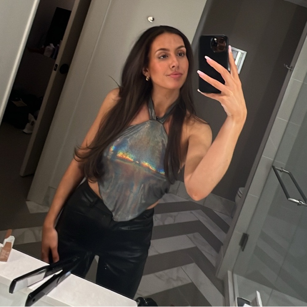 Superdown Metallic Halter Top